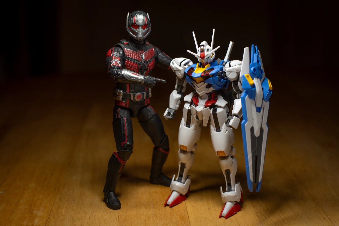Antman gave me a "helping" hand building my gundam Aerial model. He is a bossy sod tho!!! · 4
