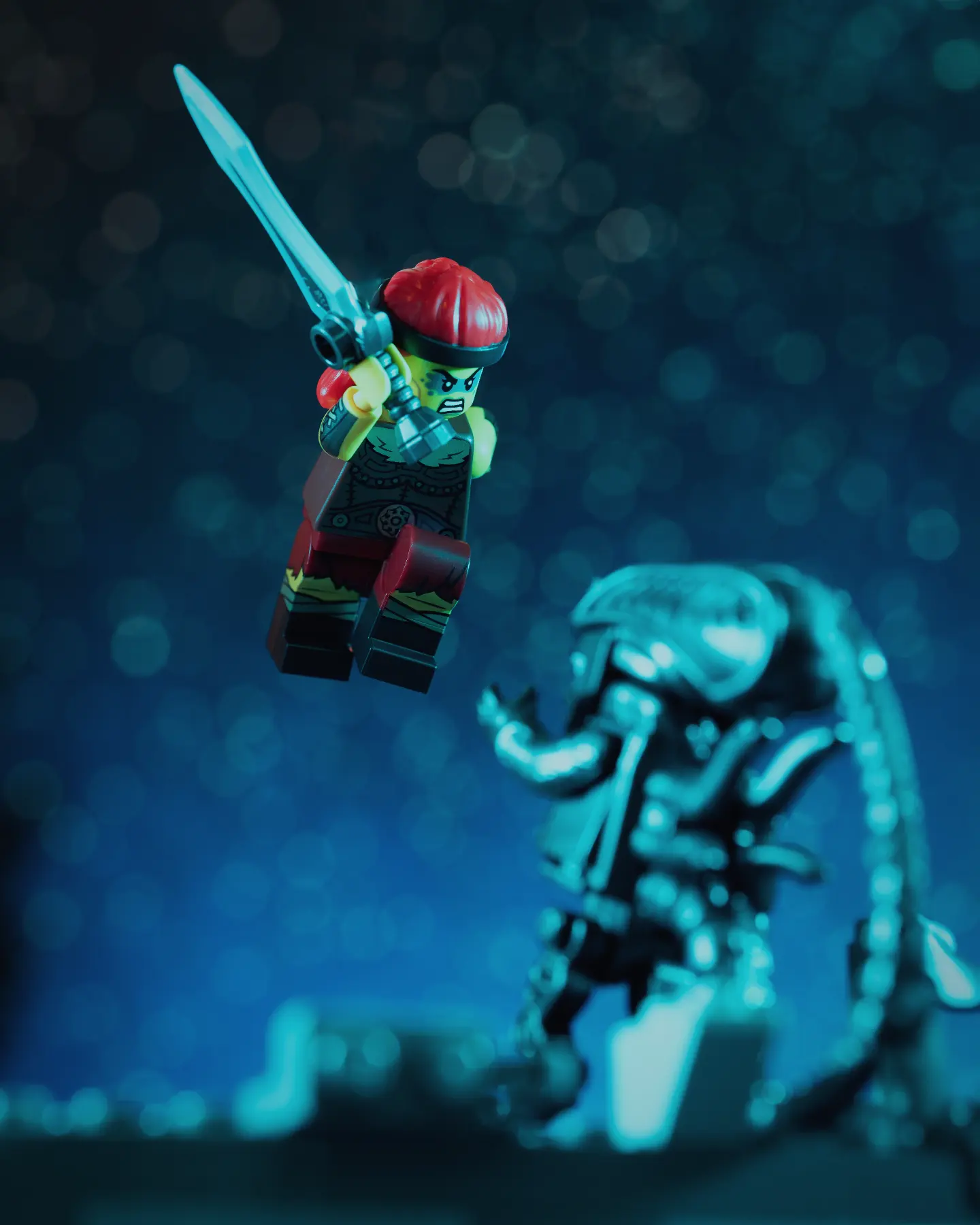 Battle of warriors! Bloody pain to set this annoying simple shot up but eventually got there haha. Alien figur