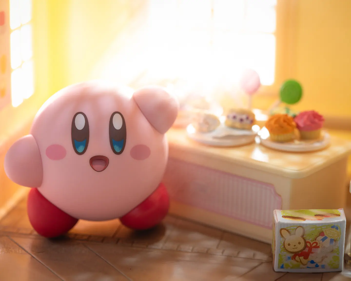 When kirby isn't saving the world, he likes to bake and sell in his shop.......only problem is he never manage